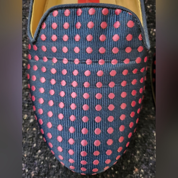 Arturo Chiang Navy Blue And Pink Polka Dot Size 10 Flats - Picture 2 of 5